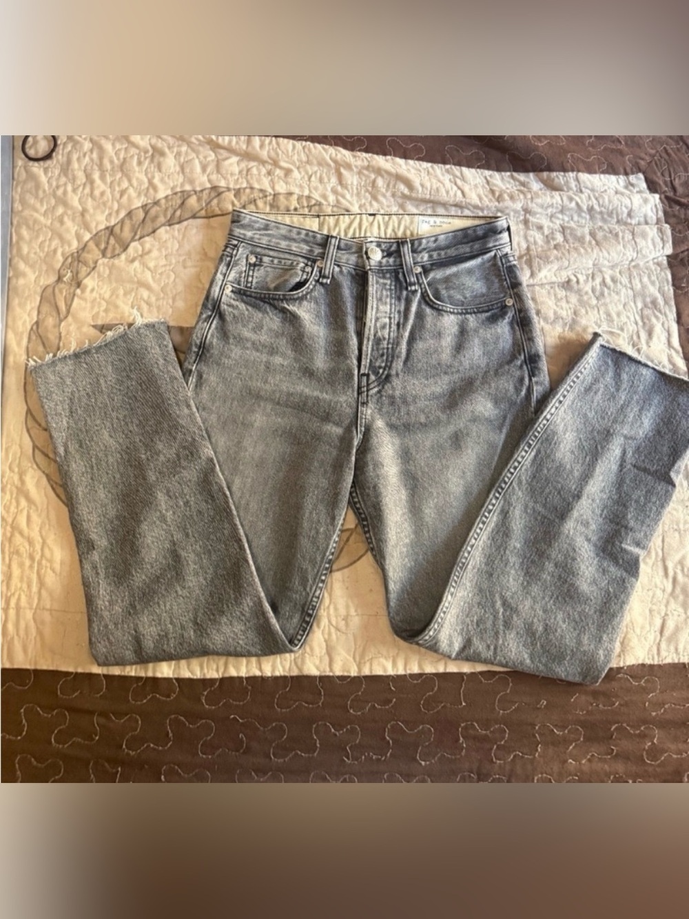 rag & bone High-Rise Gray Straight-Leg Jeans